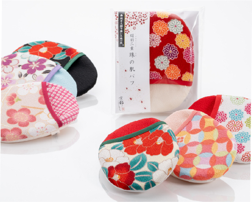珠の肌パフ／ちりめん柄